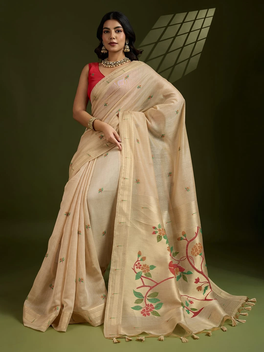 Muga Cotton Paithani Saree